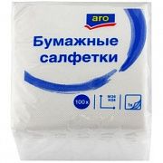 Салфетки сервировочные Aro 24х24см, белые, 1 слой, 100шт