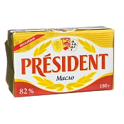 Масло сливочное President кислосливочное 82%, 180г