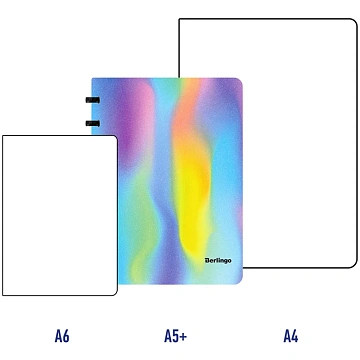 Бизнес-тетрадь А5+, 80л., Berlingo 'Gradient', глиттер-эффект, клетка, на кольцах, с возм. замены блока, 80г/м2, пластик. обложка 700мкм, линейка-закл