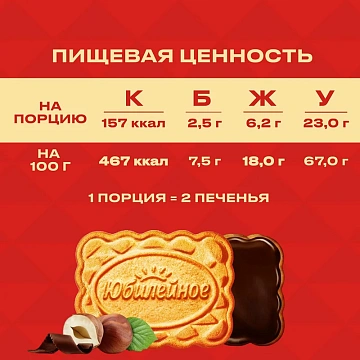 Печенье Юбилейное ореховое с темной глазурью, 116г
