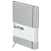 Ежедневник недатированный, А5, 136л., твердый переплет, диз. картон, BG 'Glitter. Silver', серебрист