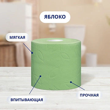 Туалетная бумага Zewa Плюс яблоко, 2 слоя, 4 рулона, 23 м, зеленая