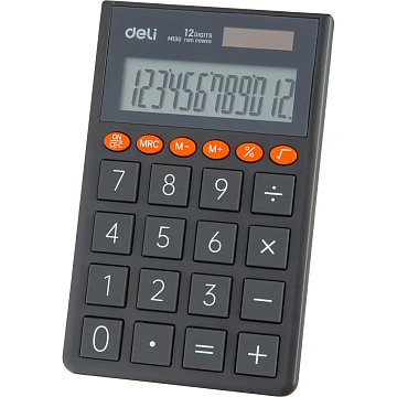Калькулятор карманный Deli EM130, 12-р,дв.пит.,70.2x8.5x112.2 мм,темн-сер