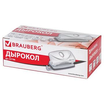 Дырокол BRAUBERG 'Original', до 10 листов, белый, 227786