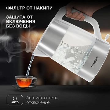 Чайник электрический Hyundai HYK-P4025 белый, 1.9л, 2200Вт