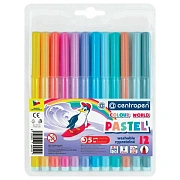 Фломастеры ПАСТЕЛЬНЫЕ 12 ЦВЕТОВ CENTROPEN 'Colour World Pastel', смываемые, 7550/12TP, 7 7550 1287