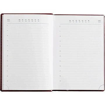 Ежедневник недатированный бордо,А5, 148x218, 352стр, Agenda