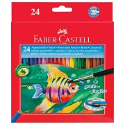 Карандаши акварельные Faber-Castell, 24цв+кисть, картон, европодвес