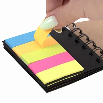 Закладки клейкие в книжке BRAUBERG, 200 штук: 50х15 мм 5 цветов х 25 листов, 75х50 мм 3 цвета х 25 л