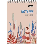 Блокнот А5 60л Attache Nature Beige flowers клет,65г,100%,греб,карт,ВД-лак