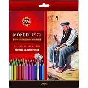 Карандаши акварельные Koh-I-Noor 'Mondeluz Old Man', 72цв., заточен., кисть+точилка, картон, европодвес