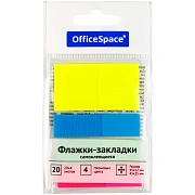 Флажки-закладки OfficeSpace, 45*12мм* 3цв.,+ 45*25мм* 1цв., по 20л., неоновые цвета, европодвес