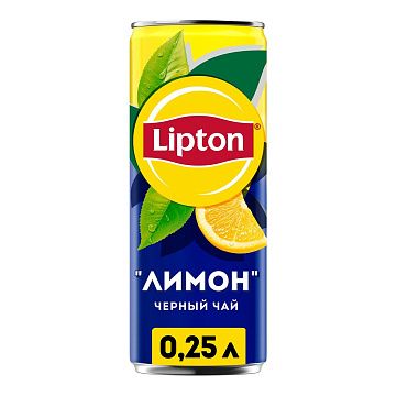 Чай черный холодный LIPTON лимон, 0,25л