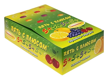 Карамель леденцовая 5+ с витамином С, 18г х 48 шт