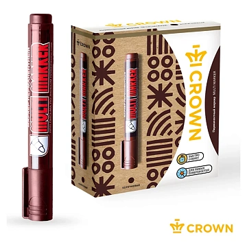 Маркер перманентный Crown 'Multi Marker' коричневый, пулевидный, 3мм