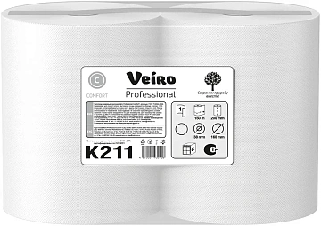 Бумажные полотенца Veiro Professional Comfort K211, 150м, 1 слой, белые