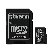 Карта памяти microSDXC 64 GB KINGSTON Canvas Select Plus, UHS-I U1, 100 Мб/с (class 10), адаптер, SD