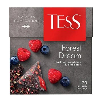 Чай TESS (Тесс) 'Forest Dream', черный с малиной и черникой, 20 пирамидок по 1,8 г, 0784-12