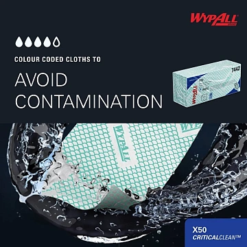 Протирочные салфетки Kimberly-Clark WypAll Х50 7442, листовые, 50шт, 1 слой, зеленые