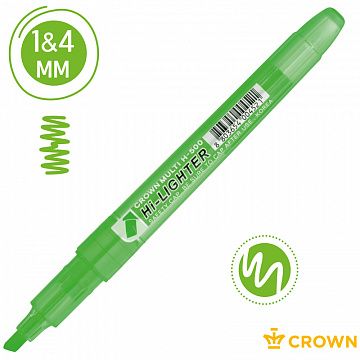 Текстовыделитель Crown 'Multi Hi-Lighter' зеленый, 1-4мм