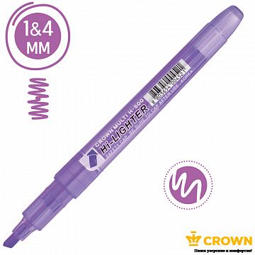 Текстовыделитель Crown 'Multi Hi-Lighter' фиолетовый, 1-4мм