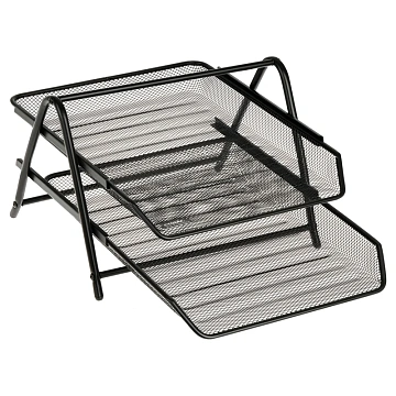 Лоток для бумаг горизонтальный СТАММ, 2 секции, металл, черный