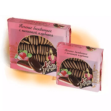 Печенье Кико в темной глазури клубника, 600г