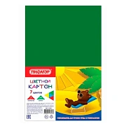 Картон цветной А4 немелованный (матовый), 7 листов 7 цветов, ПИФАГОР, 200х283 мм, 127051