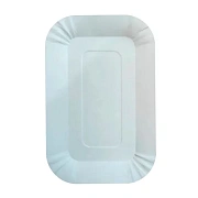 Тарелка одноразовая белая, 13х20см, картонная, 100шт/уп