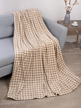 Плед Tessolo Home Пье-де-Пуль микровелюр бежевый, 200 x 220см