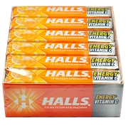Карамель леденцовая Halls с витамином С и вкусом апельсина, 25г x 12 шт
