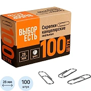 Скрепки металлические без. покрытия,28 мм, негофрирован.,100шт/уп