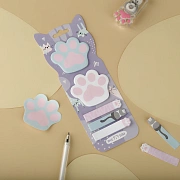 Флажки-закладкии самоклеящиеся блоки в наборе MESHU 'Paws', 20л*5 цветов, европодвес