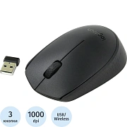 Мышь беспроводная LOGITECH B170, 2 кнопки + 1 колесо-кнопка, оптическая, черная