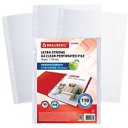 Папки-файлы перфорированные А4 BRAUBERG 'EXTRA 1100', КОМПЛЕКТ 50 шт., гладкие, ПЛОТНЫЕ, 110мкм, 229