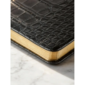 Ежедневник недатированный черный, рептилия, А5 136 л., ATTACHE