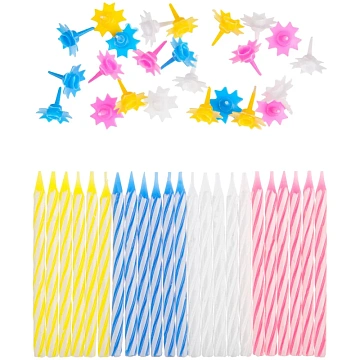 Свечи для торта с держателями MESHU 'Мини', 2-х цветные, 5,5см, 24шт., блистер