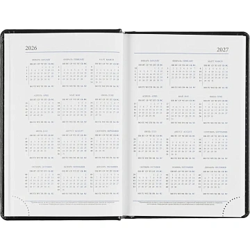 Ежедневник датированный 2026, черный,А6, 100х150 мм,336 стр,Agenda