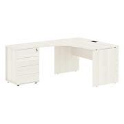 Стол эргономичный с тумбой EDCET 1318(L) Ясень Траун/Черный 1360х1880х750 EDIS