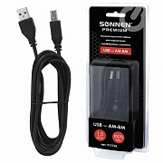 Кабель USB 2.0 AM-BM, 1,5 м, SONNEN Premium, медь, для подключения принтеров, сканеров, МФУ, плоттер