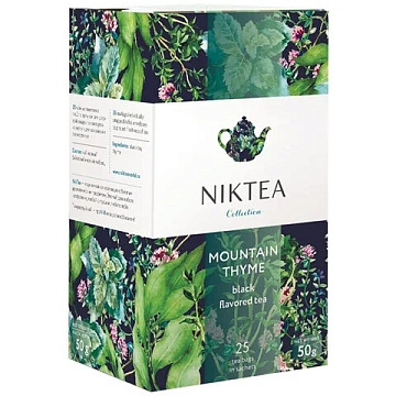 Чай NIKTEA 'Горный Чабрец' черный, 25 пакетиков в конвертах по 2 г, TALTHA-DP0055