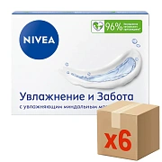 Крем-мыло туалетное Nivea Увлажнение и забота, 100г х 6 шт