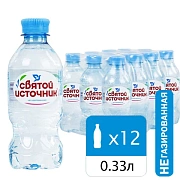 Вода питьевая Святой Источник без газа, 330мл х 12шт, ПЭТ