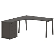 Стол эргономичный с тумбой ELCET 1518(L) Мокко/Мокко 1560х1880х750 EDIS