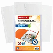 Папки-файлы перфорированные А4 BRAUBERG 'EXTRA 900', КОМПЛЕКТ 50 шт., гладкие, ПЛОТНЫЕ, 90 мкм, 229670