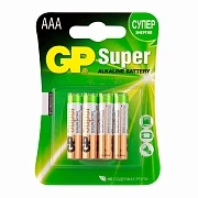 Батарейки КОМПЛЕКТ 4 шт., GP Super G-Tech, AAA (LR03, 24А), алкалиновые, мизинчиковые, блистер, 24A-