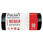 Мешки для мусора 60 л, черные, в рулоне 50 шт., ПНД, 6,2 мкм, 60х80 см, PACLAN 'Professional', 402215