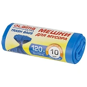 Мешки для мусора LAIMA 'ULTRA' 120 л синие, рулон 10 шт. особо прочные, ПНД 23 мкм, 70х110 см, 607695