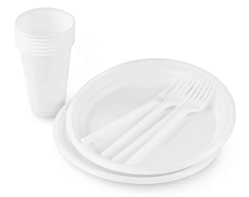 aro Набор одноразовой посуды тарелка + стакан + вилка, 6шт