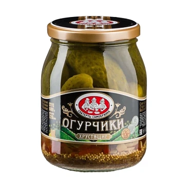 Огурчики Скатерть-Самобранка маринованные хрустящие, 680г